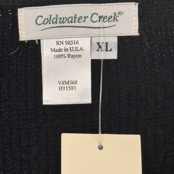 Coldwater Creek Black Tie Front Chenille Cardigan size XL Womens Knit USA new - Picture 2 of 10